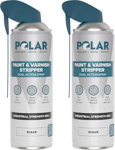 Polar Paint & Varnish Stripper Spray - 2 x 500ml | Industrial Strength Gel Removal for Paints, Varnishes & Other Stubborn Resides | Multi Surface Paint Stripper for Wood, Metal and Concrete