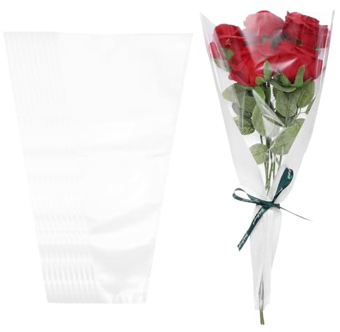PATIKIL Sacchetto Per Fiori, Carta Kraft Confezione Da 50, Maniche Per Imballaggio Bouquet Floreali Bianchi Per Matrimoni Compleanni Lauree Anniversari Regali, 17.3x11x3.5