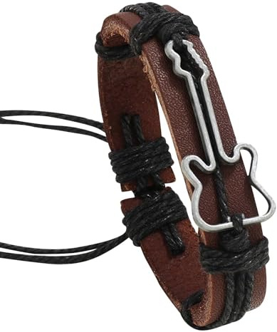 Generisch Paracord Armband Festival Gitarre Lederarmband Einfaches Seil geflochtenes europäisches amerikanisches Herrenarmband Armbänder Für Männer Personalisiert (Black, One Size)