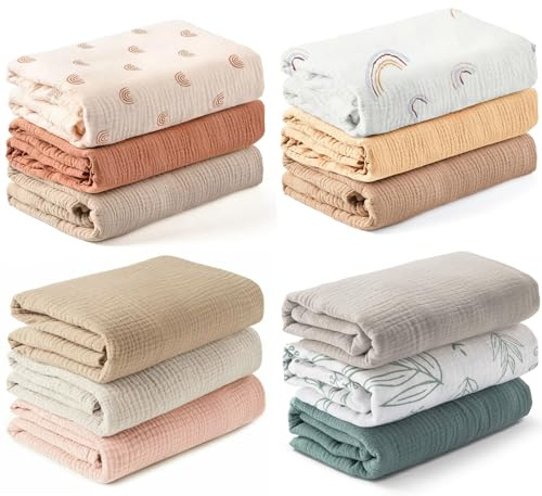 PanAcratis 5 Pack Random Patterns Baby Wash Cloth Baby Washcloths，Baby Wash Cloths Newborn Baby Bankets Burping Cloths for Babies Swaddle Cloth Essential Items for Baby Shower