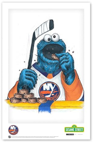 S. Preston New York Islanders Krümelmonster NHL Looney Tunes Kunstdruck – Wanddeko für Wohnzimmer, Zuhause, 27,9 x 43,2 cm, ungerahmtes Kunstwerk