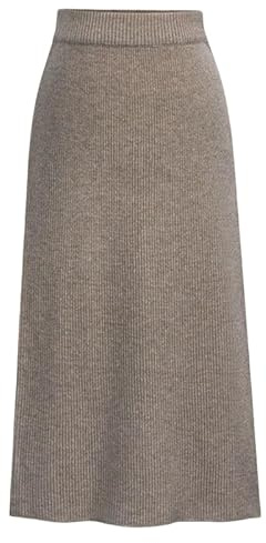 KIJSKKOPO Faldas De Punto Divididas De Largo Midi De Invierno para Mujer, Talla Grande, Color Rosa, Cintura Elástica, Punto Acanalado, Falda Lápiz De Corte A, Falda Elegante Informal para El Traba