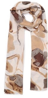 QUEEN HELENA Sjal Mönster Stola Färgglad Rund Hals Avslappnad Dam SC214, Beige, 180 cm x 85 cm