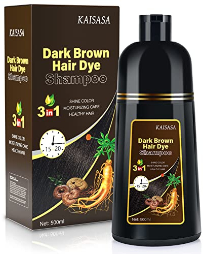 DarkBrown Haarfärbeshampoo 3 in 1, Natürliches Haarfärbemittel, Semipermanente Haarfarbe, Grauhaar-Überdeckung, Anti Grau Effekt Shampoo für Coloriertes Haar für Frauen und Männer (500 ml)