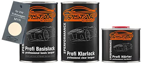 TRISTARcolor Autolack Set Dose spritzfertig für VW/Volkswagen M1N Pastellbeige Basislack + 2K Klarlack 2,5L