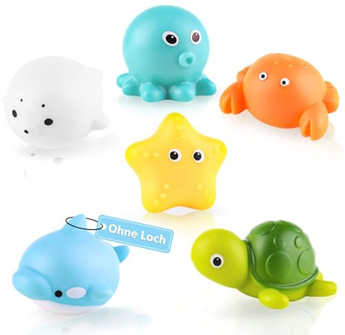 Juguete de baño sin agujero, 6 piezas de juguetes de baño sin moho para bebés y niños a partir de 1, 2, 3, 4 años, juguetes de agua para niños, juguetes de baño, juguetes de bañera para niños