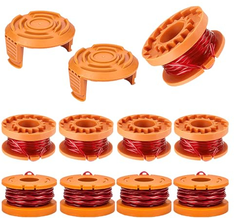CHIHOLEN 9 Bobine Filo Tagliabordi compatibili con Worx WA0010 WA0004 WA0004.1, Bobina di filo di ricambio per Worx WG151 WG154 WG155 WG160 WG163 WG175 WG180, Ø 1,65 mm 3 m (9 bobine +2 tappo)