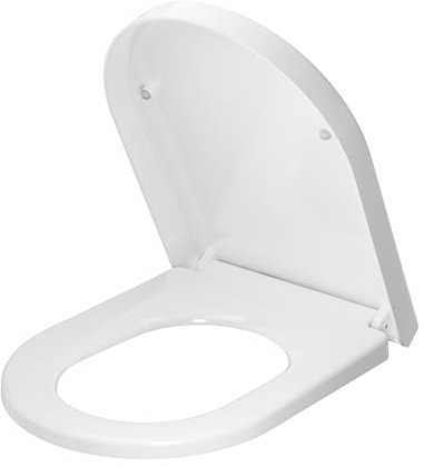 ANYCEE Toilettendeckel mit Absenkautomatik 45.7 x 36 cm, Langformat D WC Sitz mit Quick-Release Funktion, Einfach Reinigung, Weiß Toilettensitz mit Verstellbaren Scharnieren, Kunststoffversion
