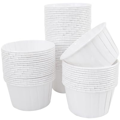 100 Pcs Paper Souffle Portion Cups Small Sauce Condiment Cups Round Cupcake Liners Dessert Serving Cup Mini Cake Containers Molds Food Tasting Cup for Ketchup Medicine