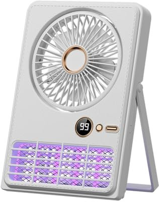 OKYUK Lampada Antizanzare Elettrica, 2 in 1 Lampada Antizanzare con Ventilatore, Portatile Trappola Zanzare, per Campeggio, Giardino e Salotti(bianco)