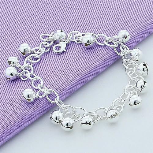 Braccialetto con campanella da Donna alla Moda, in Argento 925, con Ciondolo, Gioiello