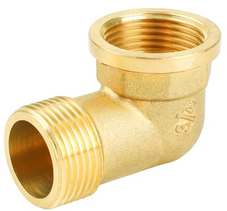 YEAUPE PRO Messing Winkel 90° G3/4 IG/AG,Winkel 90° G3/4 (IG Ø 24mm x AG Ø 25,7mm) Innen und Außengewinde,Bogen 90 grad Messing, Gewindefitting für Trinkwasser geeignet ，1 Stück