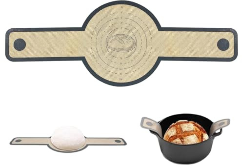 Heyumybit Silikon Backmatte für Dutch Oven,Wiederverwendbar Teigunterlage,Lange Griffe Teigmatte,Brotmatte für Backofen,Backwerkzeuge Zubehör für Sauerteigbrot,Pizza & Kekse Silicone Bread Sling