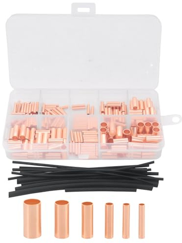 Yuhtech 250 connettori a crimpare per tubi in rame, GT1,5-6 mm, kit terminale professionale con 15 tubi termorestringenti, tubo di collegamento in rame