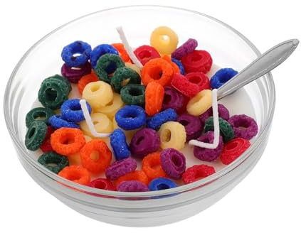 NIYANGLE Realistic Cereal Bowl Soy Wax Candle Aromatherapy Scented Candle Unique Decorative Bowl Spoon Fruit Scent for Photography Props Idea