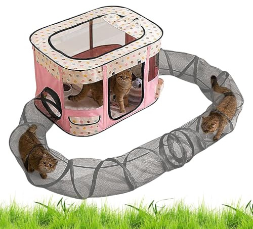 Outdoor-Katzenzelt – Kleintier-Spielplatz-Gehege, einfache Einrichtung, geräumige, gelangweilte Katze, Spielzeug für Terrasse, Rasen, Hof, Garten