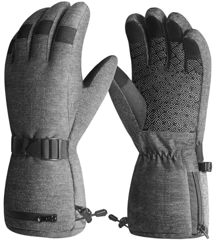 ATERCEL Skihandschuhe Herren Damen Warme Touchscreen Winterhandschuhe (M)