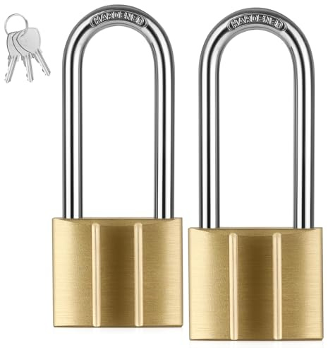 Diyife Vorhängeschloss Massives Messing, Schloss 6mm Bügel - 2 Stück | Korrosionsbeständig, 3 Schlüssel pro Padlock, Hängeschloss für Schuppen, Zaun, Schränke, Fitnessstudio, Werkzeugkasten