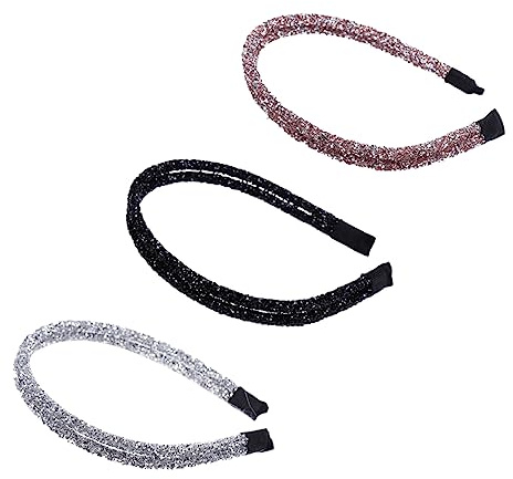 IWOWHERO 3stücke Glitzer Stirnband Aus Strass-design Strass-kopfschmuck Für Stilvolle Frisuren Leicht Und Verformungsbeständig