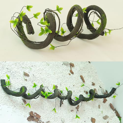 1Pcs Bendable 63in Artificial Wood Tree Trunk Fake Branches Moss Twigs Wall Hanging Plants Grapevines Greenery Garland for Halloween Creepy Reptiles Climbing Outdoor Garden Mantel Christmas Decor