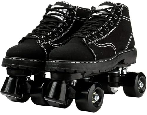 Pattini A Rotelle, Pattini Classici Unisex A Doppia Fila, Stivali Da Pattinaggio Per Interni Ed Esterni Con Ruote In Pelle Scamosciata Nera E Freno, Per Uomini Donne Adulti Adolescenti E Bambini(Color