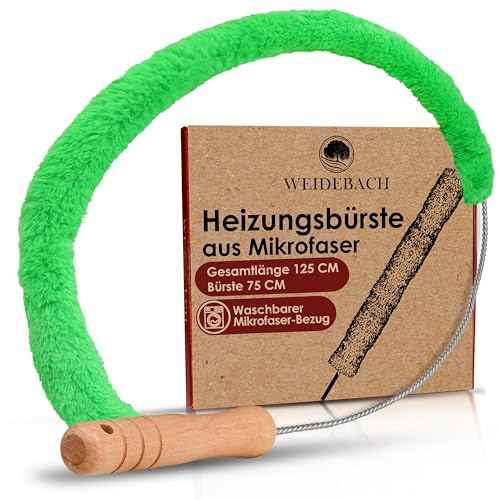 WEIDEBACH® Heizkörperbürste, 125cm länge, für schwer erreichbare Stellen | Bürste aus Mikrofaser 75cm, Heizkörper Reinigungsbürste tierhaarfrei, Heizkörperbürste kommt in jeden Winkel