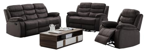 HTI living 3 Sitzer 2 Sitzer Sessel Kirwall Couch Sessel mit Fußstütze Braun