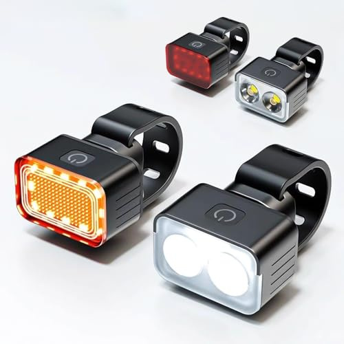 DAHJSD Lumiere Velo pour Trek Wahoo 20 Trail 2024 – Lampe USB Rechargeable, Éclairage Velo pour Vélo de Route Avant et Arrière, Accessoires Vélo Nuit et Pluie, C Front + Back