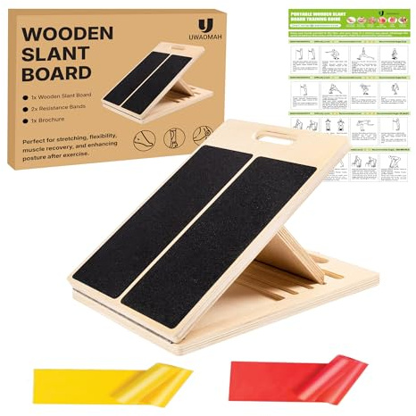 Uwaomah Slant Board for Calf Stretching – Adjustable Wooden Calf Stretch Board, Calf Stretcher & Squat Wedge
