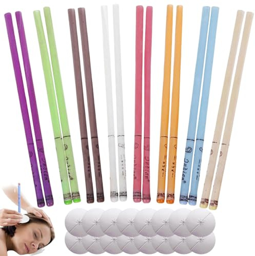 YOFDAL 16 Stück Ohrenkerzen,Ohrenschmalz Entferner,Ohrenkerzen Zur Reinigung Ohrenschmalz,Ear Wax Removal,Ohrkerzen-Set Zur Erleichterung Verstopfter Ohren,mit 16 Schutzscheiben,Reinigt den Gehörgang