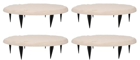 QWUUYEC Pietre da Passo da Esterno, Pietre Calpestabili in Resina di Polipropilene, Diametro 39,9 cm con Picchetti di Fissaggio - Resistente alle Intemperie, Facile Installazione, (Beige)