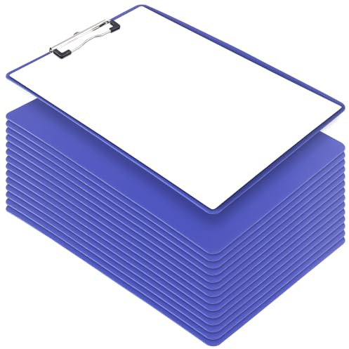YIXNSW 15 stycken klämbräda A4 blå, 31,5 x 22,5 cm PP-plast skrivbräda, klämmappar DIN A4 för kontor, skola och hem