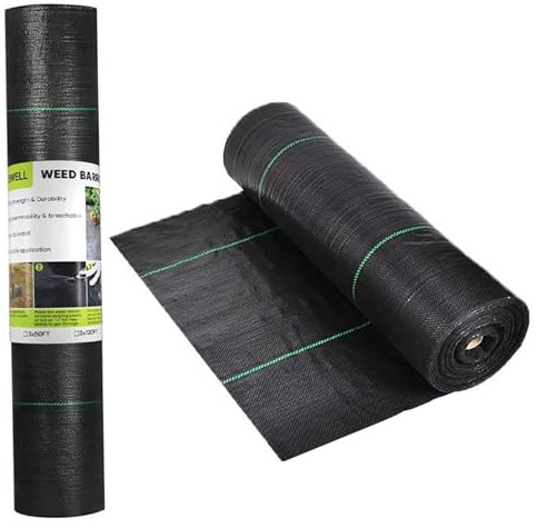 Porgeel Tela de Barrera contra malezas 1.3x98.4ft Barrera contra malezas de jardinería Cubierta de Suelo Resistente Blacking Drenaje de luz Solar para Cama de jardín Agricultura