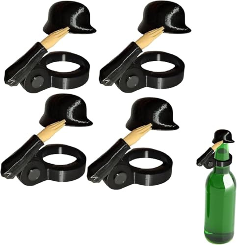 4 Stück Bierflaschenverschluss Helm mit Soldatengruß, Wiederverwendbar Lustiger Bierflaschenhelm Silikon, Kreativer Flaschenverschluss Soldaten Stahlhelm für WM 2026 Grillparty, Geschenk für Männer