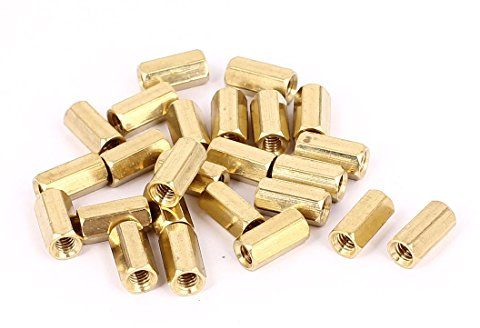 sourcing map 25 Stück M4 x 12mm Innengewinde Messing Sechskant Bolzen Abstands Mutter