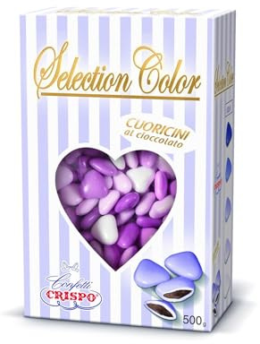 CONFETTI CUORICINI CIOCCOLATO FONDENTE LILLA SFUMATI 500GR CRISPO