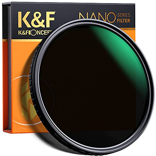 K&F CONCEPT Variabler ND Filter 52mm 1-5 Blenden ND2-ND32 Graufilter | Optikglas mit 28-lagiger Nano-Beschichtung,kein „X Muster,HD Bild,kratzfest,wasserdicht,Nano-Xcel,FN712
