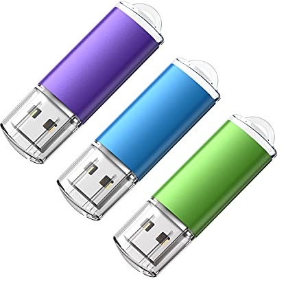 KOOTION 3 Unidades Memorias USB 32 GB 3 Coloridos Pendrive USB 32GB Ligero Pequeño y Práctico USB Stick Flash USB 2.0 Lote Pen Drive para Ordenador/TV/Coche/Player, ect (Azul, Verde, Púrpura)