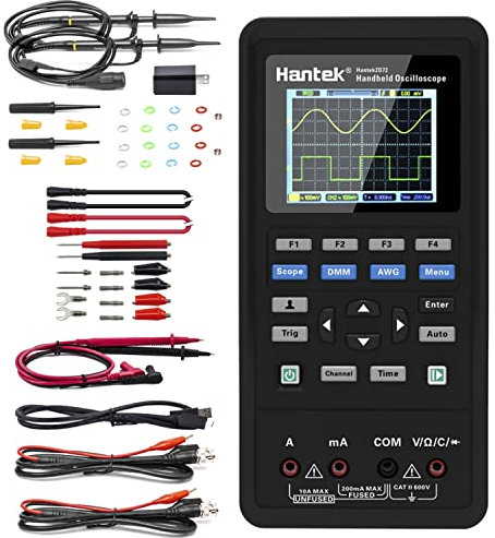Hantek 2D72 Oscilloscope Portatif, 70 MHz, MultimèTre De Forme D'Onde, 3 en 1, Testeur Multifonction 2 CH+AFG+DMM