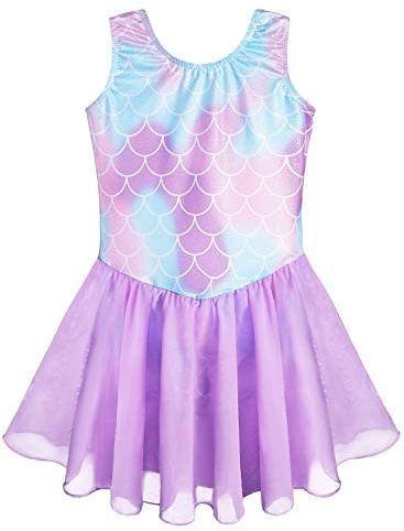 Belovance Purple Leotards Dress for Girls 6t 7t Gymnastics Purple Mermaid Dance Costume (Mermaid Purple, 130(6-7 years old))