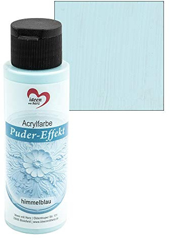 Ideen mit Herz Acrylfarbe Puder-Effekt | 70 ml | Antik-Optik | hochdeckend | hoch pigmentiert | auf Wasserbasis (himmelblau)
