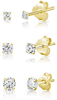 Lot Bijoux Femme Or - Boucles d'oreilles Or - Argent - 2, 3, 4 mm