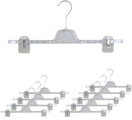 10 Hosenhalter Rockbügel Kunststoff 2 Feste Klammern 40cm | transparent, KL1-40, 10 Stück
