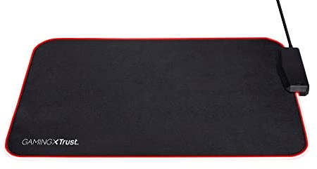 Trust Gaming GXT 765 Glide-Flex RGB Illuminated Flexible Mouse Pad & USB Hub, 4 Ports, 350x250 mm, LED Lighting, 1.2 m Braided Cable - Black