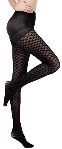 C4N Women‘s High Waist Fishnet Tights & Pantyhose, Control Top Non-Slip Slimming Stockings for Christmas,Black, XL