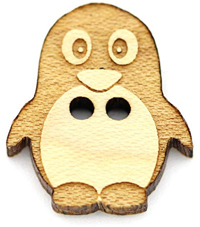 NaturSchatulle Holzknöpfe Motiv Pinguin | 5 Stück Ahorn 2 Loch Knöpfe Holz DIY Basteln Nähen Schmuckherstellung Annähen Kinderknöpfe