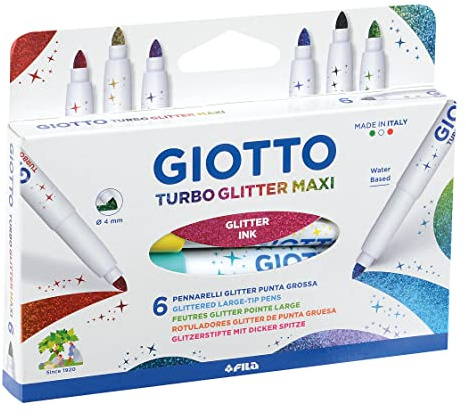 Giotto - Turbo Glitter Maxi Mark, Färg Blandade Glitterade, 426600