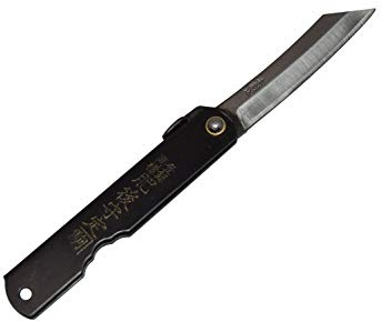 Fickkniv Higonokami Warikomi Japansk Fällkniv SK Stål Svart Handtag Handgjord i Japan av Nagao Kanekoma Knivar (6cm)