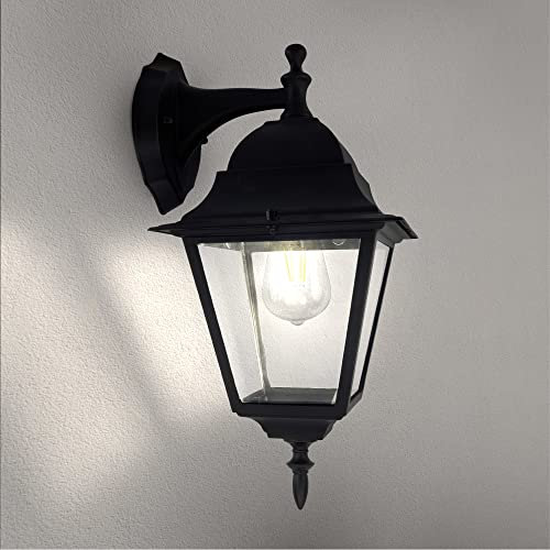 Ledvion - Lampada da Parete LED, Attacco E27, IP44, Nero & Classica, Vela M, Alluminio, Lampada da Esterno, Illuminazione Giardino