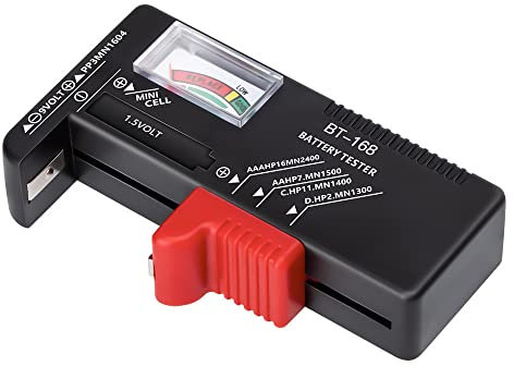 Ziyan Batterietester Batterieprufer Universal 1,5V 9V AAA Button Tester BT-168 Schwarz